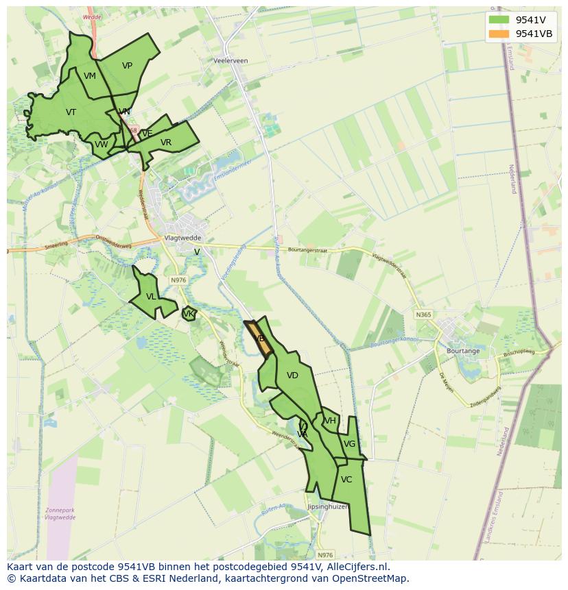Afbeelding van het postcodegebied 9541 VB op de kaart.