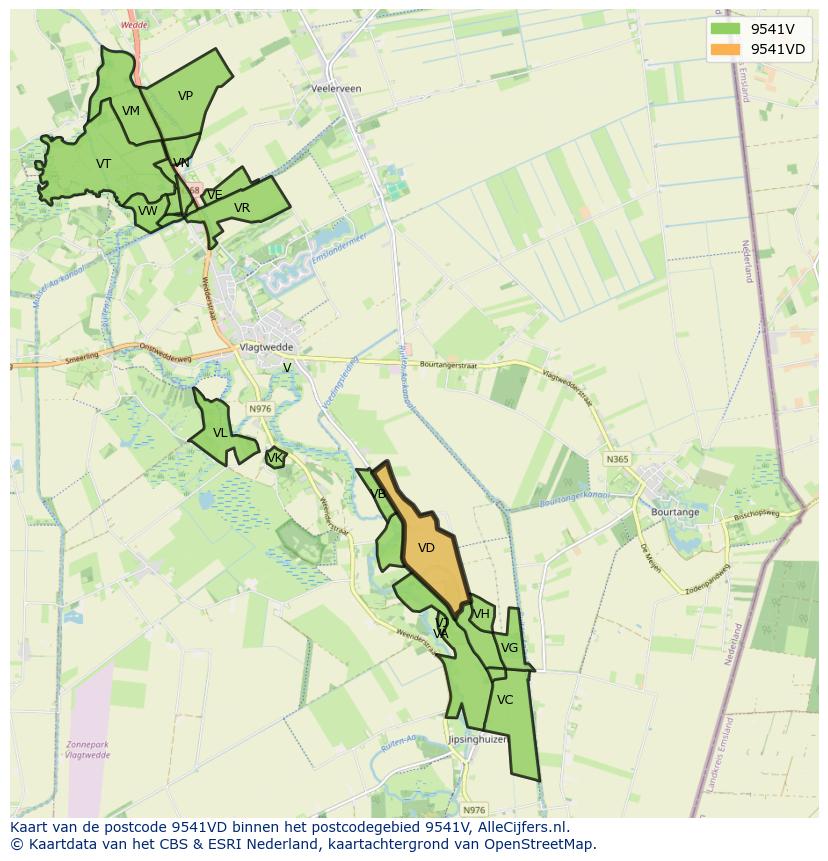 Afbeelding van het postcodegebied 9541 VD op de kaart.