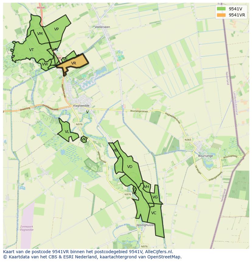 Afbeelding van het postcodegebied 9541 VR op de kaart.