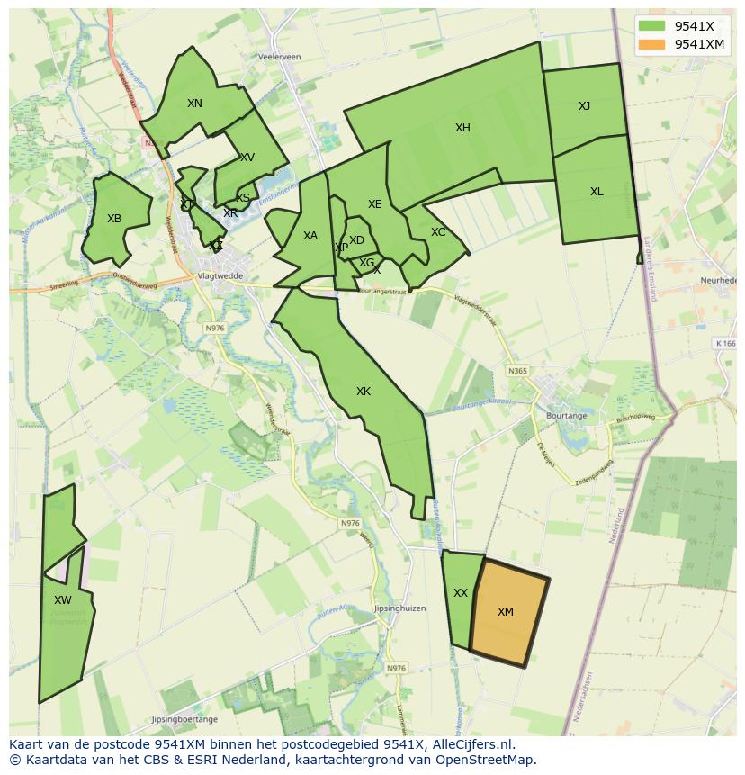 Afbeelding van het postcodegebied 9541 XM op de kaart.
