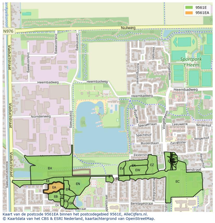 Afbeelding van het postcodegebied 9561 EA op de kaart.