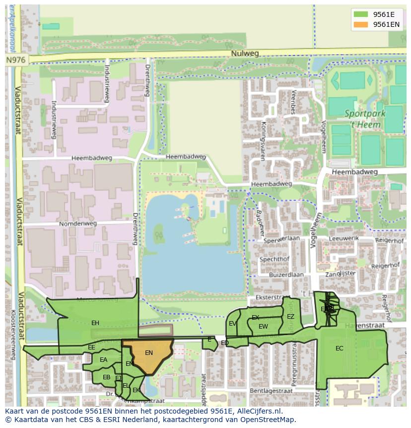 Afbeelding van het postcodegebied 9561 EN op de kaart.