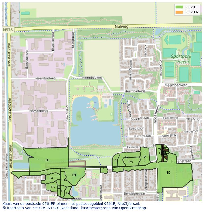 Afbeelding van het postcodegebied 9561 ER op de kaart.