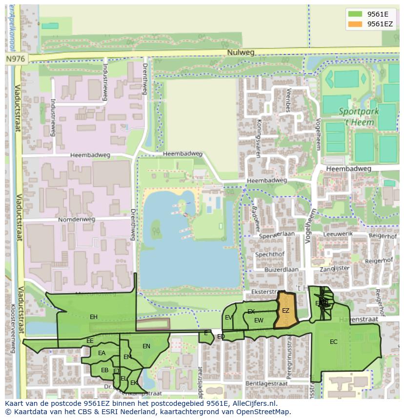 Afbeelding van het postcodegebied 9561 EZ op de kaart.