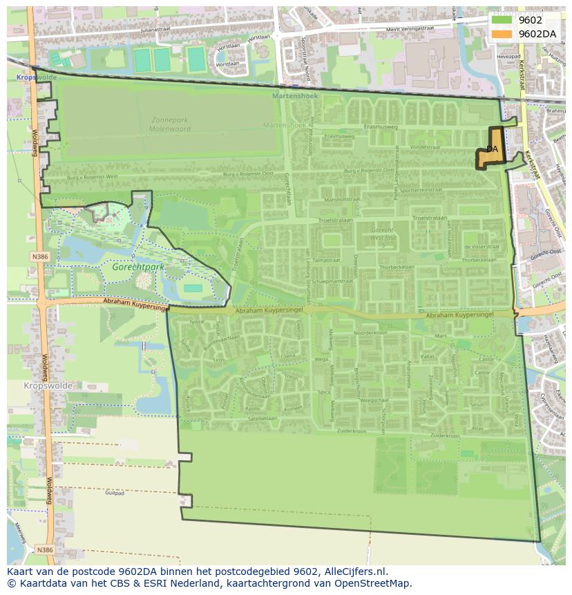 Afbeelding van het postcodegebied 9602 DA op de kaart.