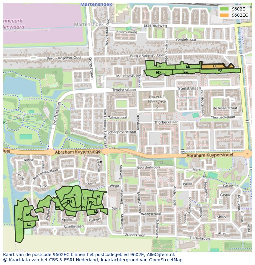 Afbeelding van het postcodegebied 9602 EC op de kaart.