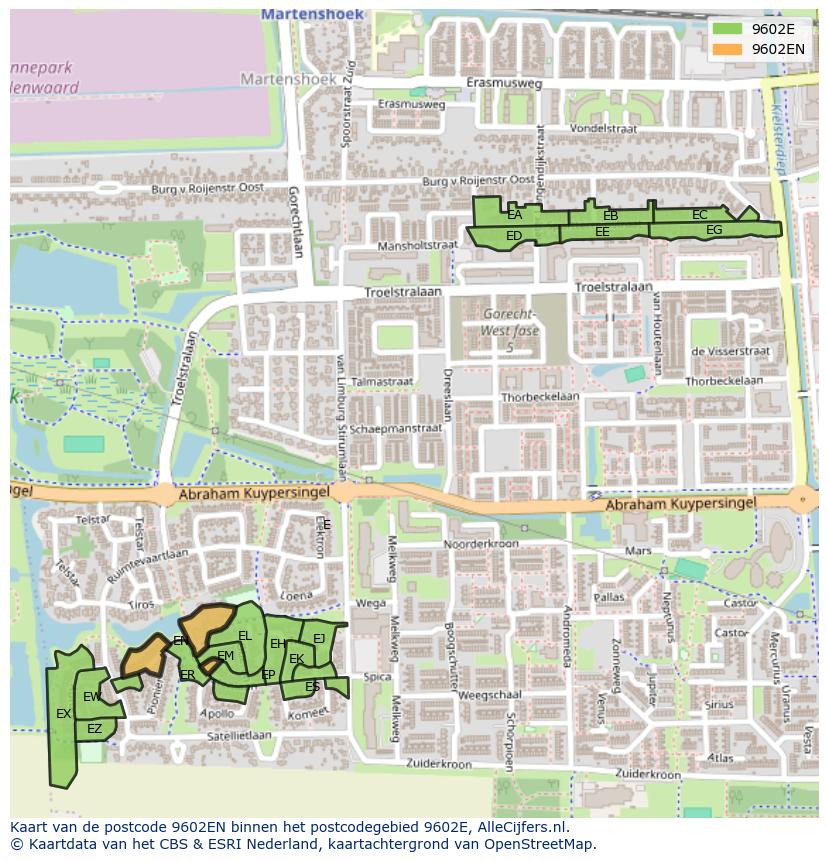 Afbeelding van het postcodegebied 9602 EN op de kaart.