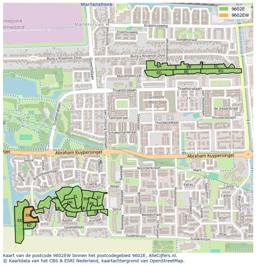 Afbeelding van het postcodegebied 9602 EW op de kaart.