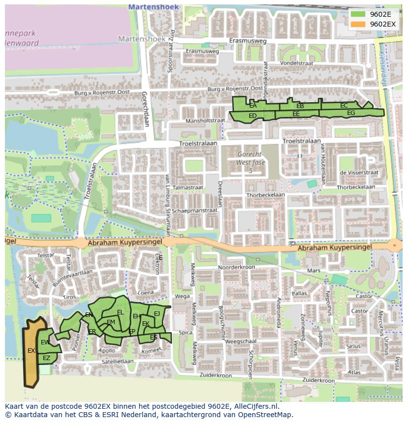 Afbeelding van het postcodegebied 9602 EX op de kaart.