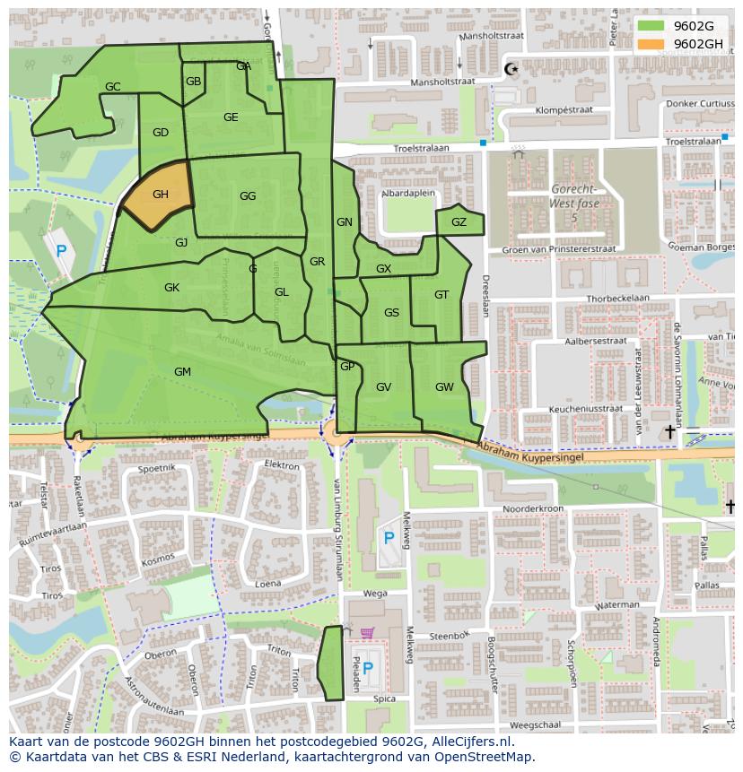 Afbeelding van het postcodegebied 9602 GH op de kaart.