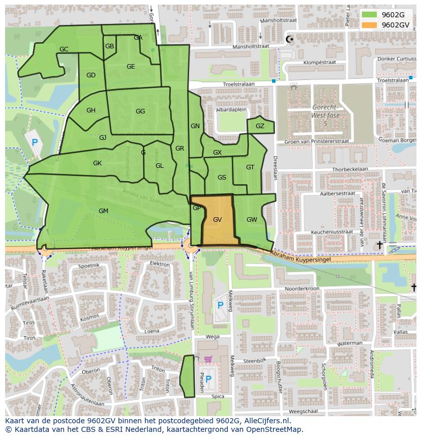 Afbeelding van het postcodegebied 9602 GV op de kaart.