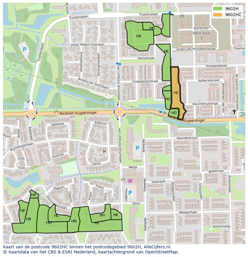 Afbeelding van het postcodegebied 9602 HC op de kaart.