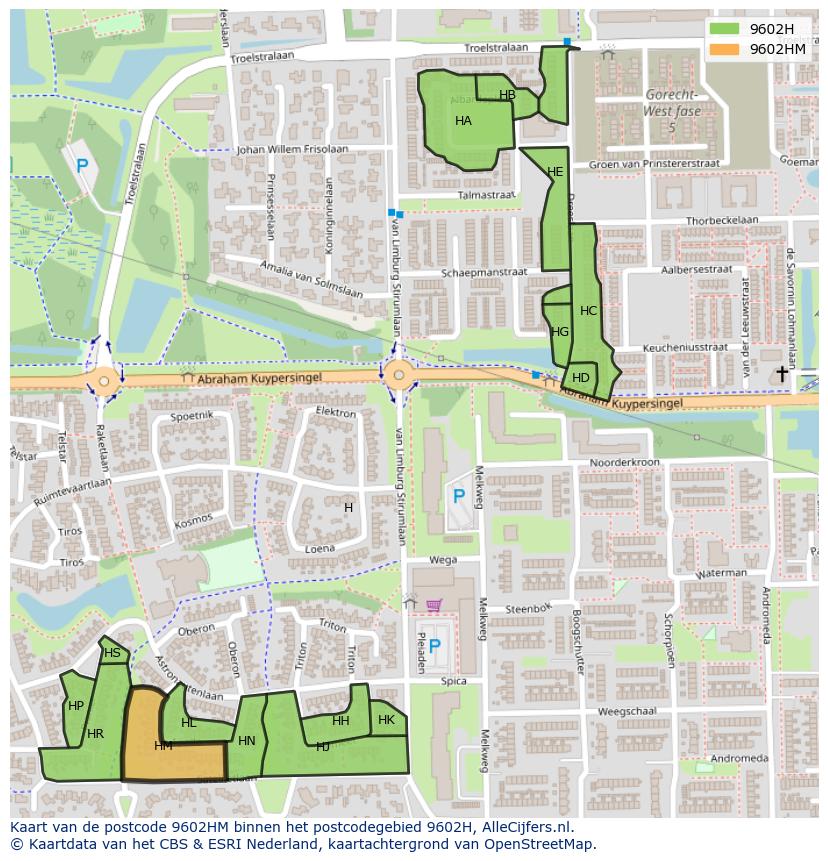 Afbeelding van het postcodegebied 9602 HM op de kaart.