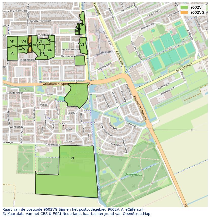 Afbeelding van het postcodegebied 9602 VG op de kaart.