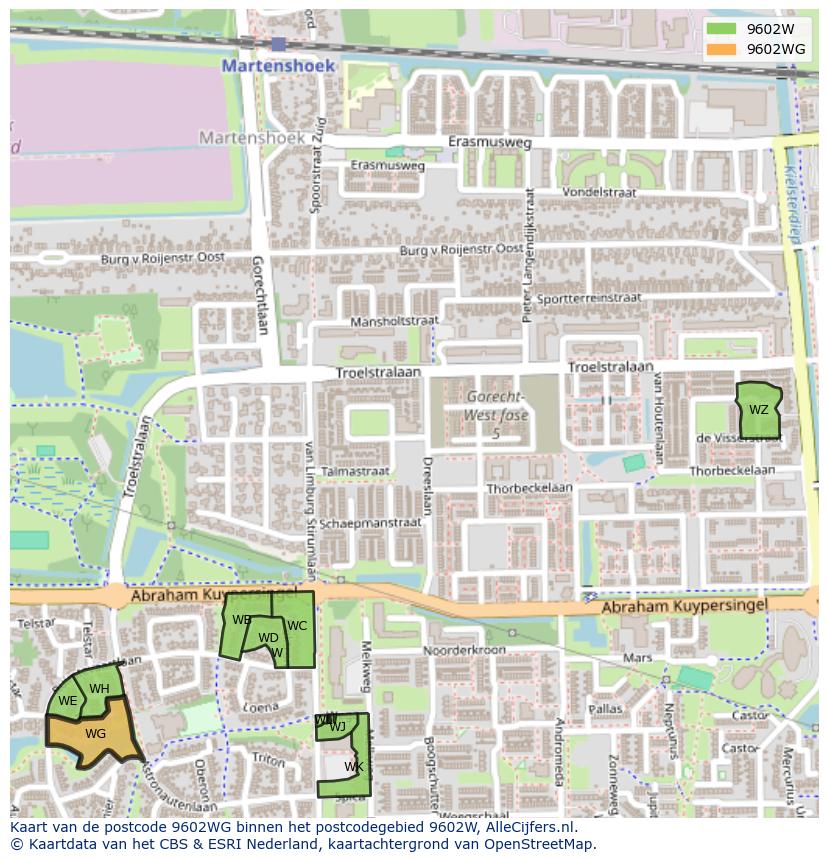 Afbeelding van het postcodegebied 9602 WG op de kaart.