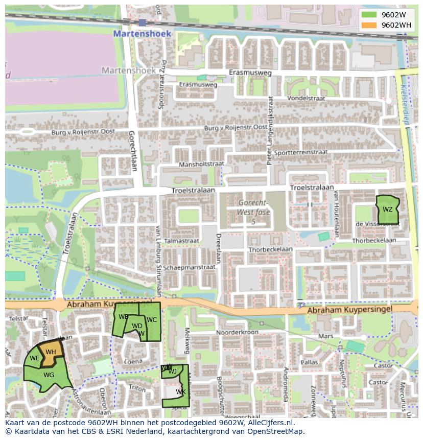 Afbeelding van het postcodegebied 9602 WH op de kaart.