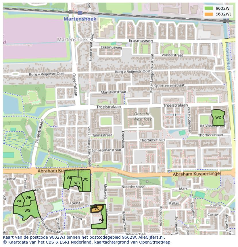 Afbeelding van het postcodegebied 9602 WJ op de kaart.