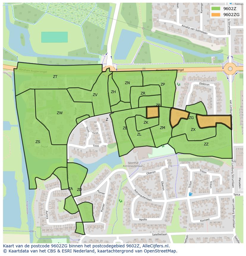 Afbeelding van het postcodegebied 9602 ZG op de kaart.