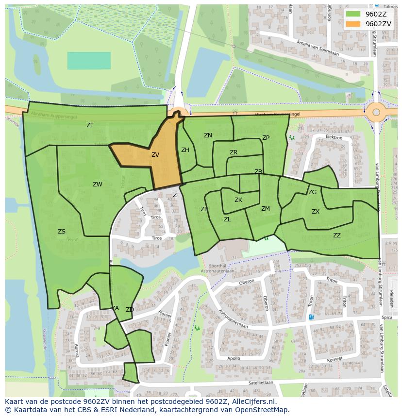 Afbeelding van het postcodegebied 9602 ZV op de kaart.