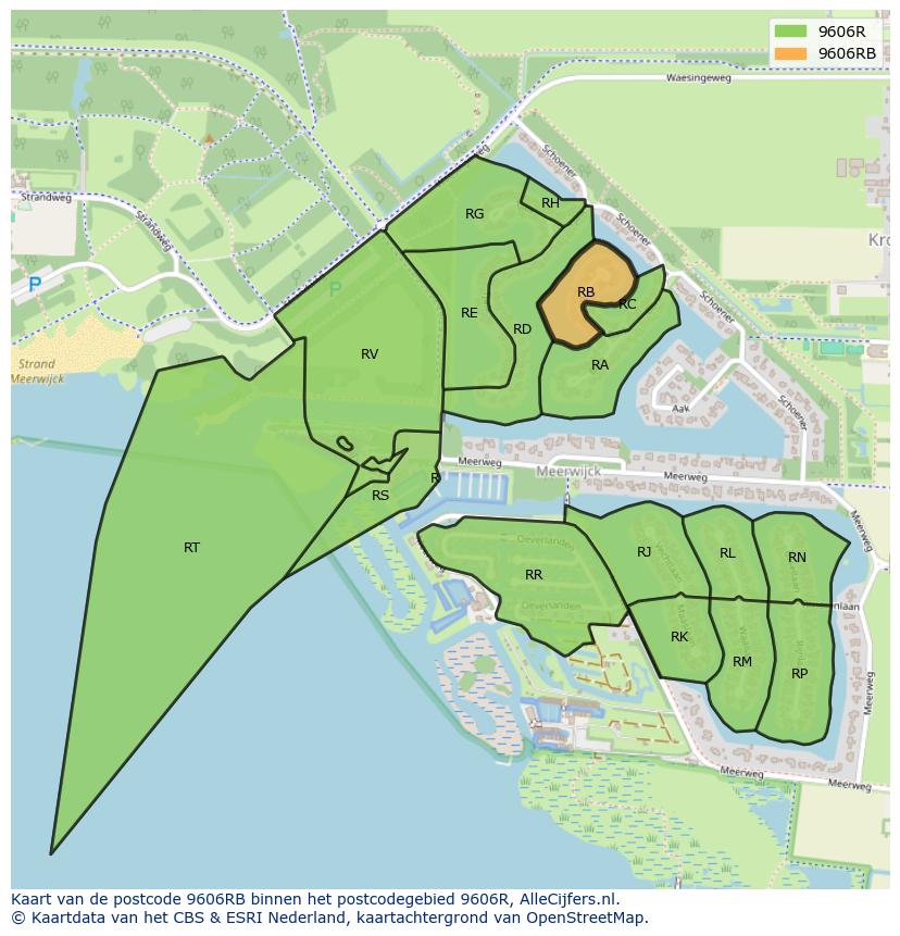 Afbeelding van het postcodegebied 9606 RB op de kaart.