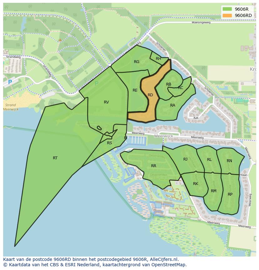 Afbeelding van het postcodegebied 9606 RD op de kaart.