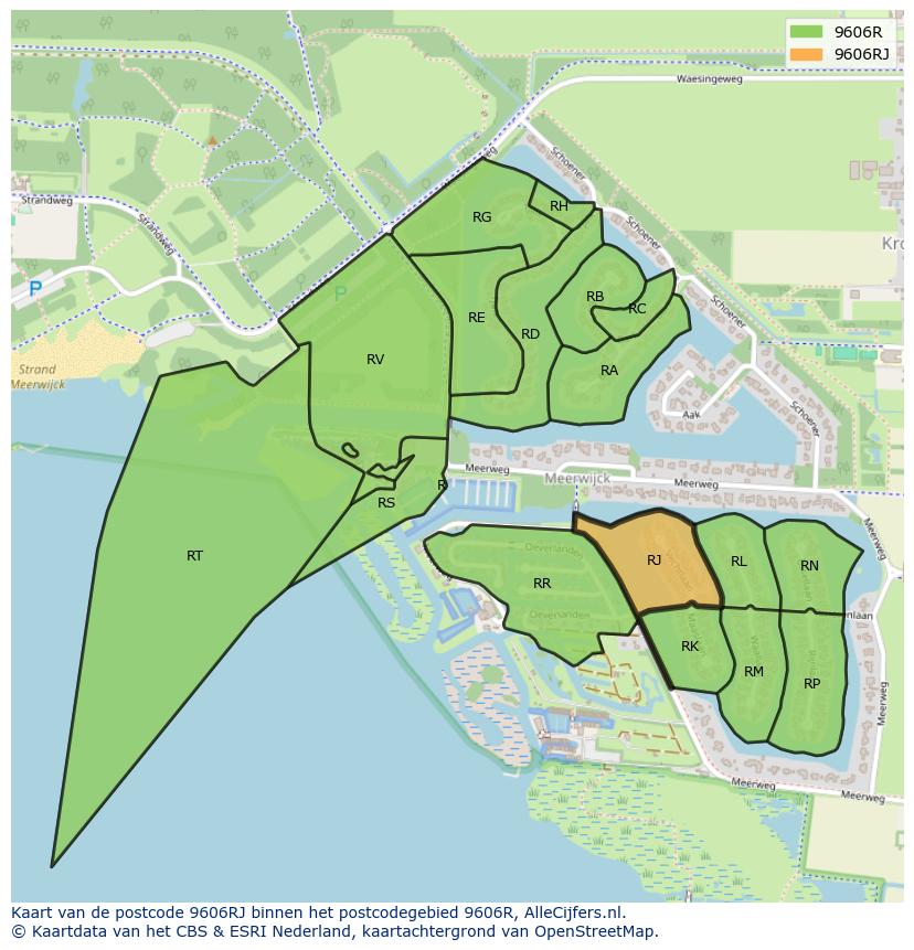Afbeelding van het postcodegebied 9606 RJ op de kaart.