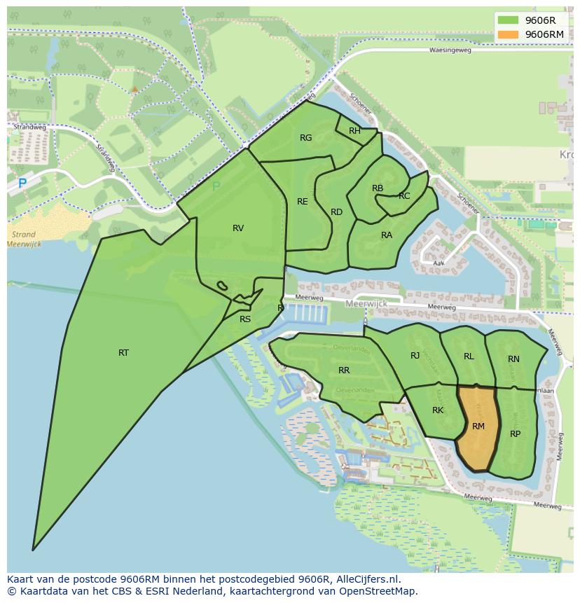 Afbeelding van het postcodegebied 9606 RM op de kaart.