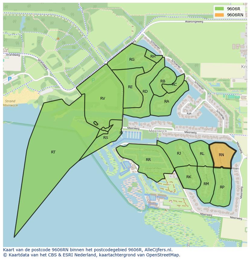 Afbeelding van het postcodegebied 9606 RN op de kaart.