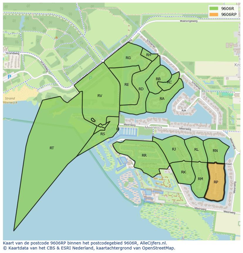 Afbeelding van het postcodegebied 9606 RP op de kaart.