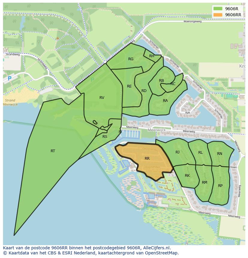 Afbeelding van het postcodegebied 9606 RR op de kaart.