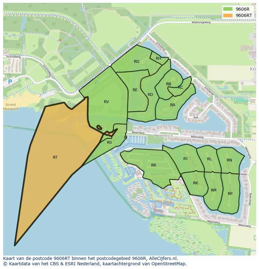 Afbeelding van het postcodegebied 9606 RT op de kaart.