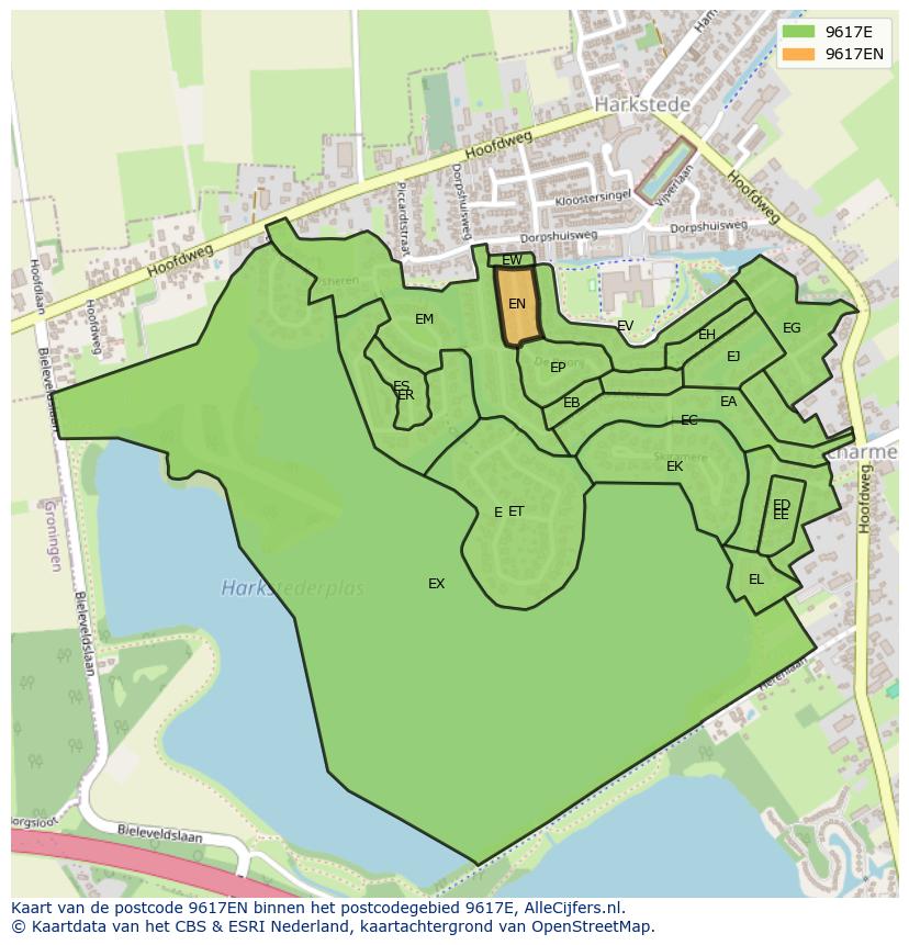 Afbeelding van het postcodegebied 9617 EN op de kaart.