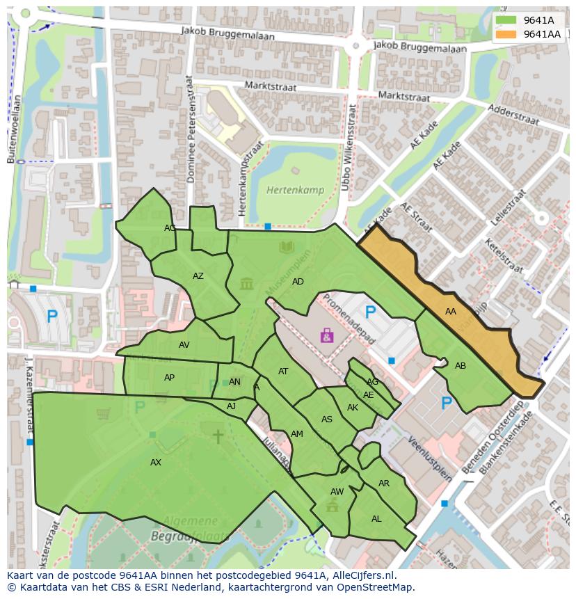 Afbeelding van het postcodegebied 9641 AA op de kaart.