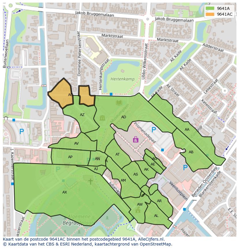 Afbeelding van het postcodegebied 9641 AC op de kaart.