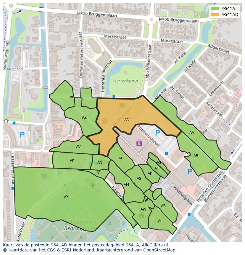 Afbeelding van het postcodegebied 9641 AD op de kaart.
