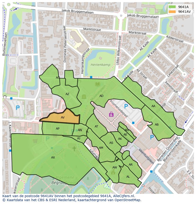 Afbeelding van het postcodegebied 9641 AV op de kaart.