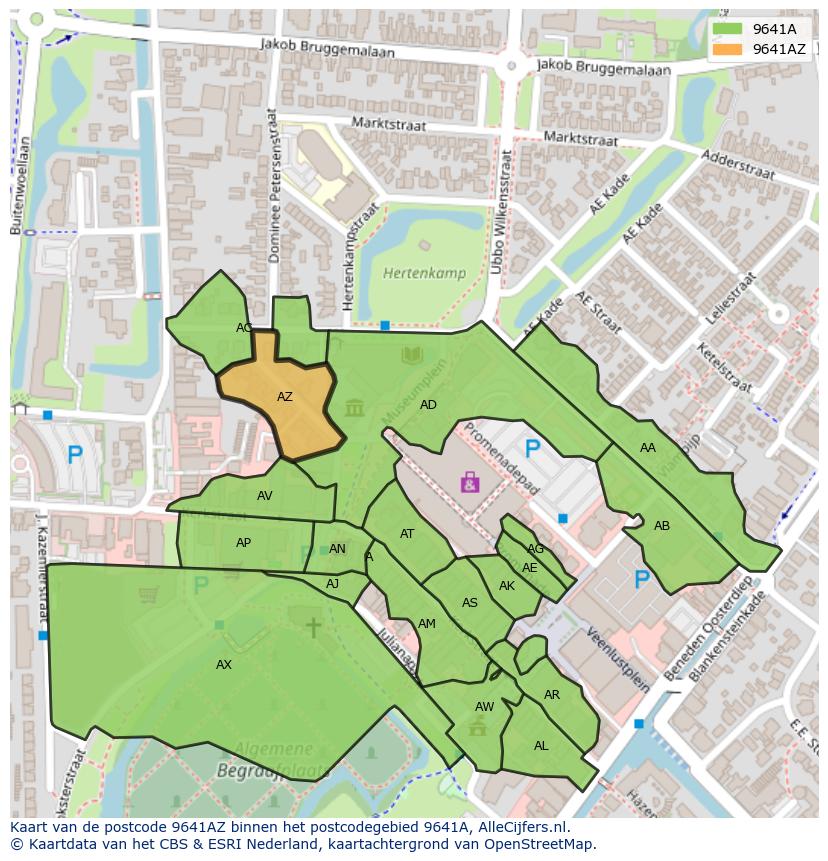 Afbeelding van het postcodegebied 9641 AZ op de kaart.