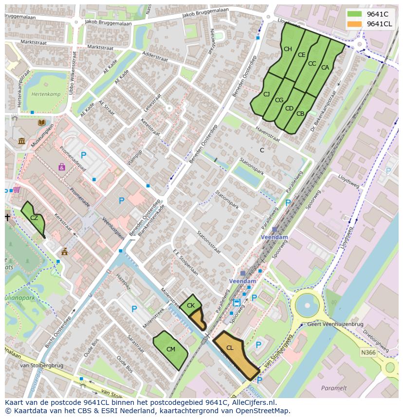 Afbeelding van het postcodegebied 9641 CL op de kaart.