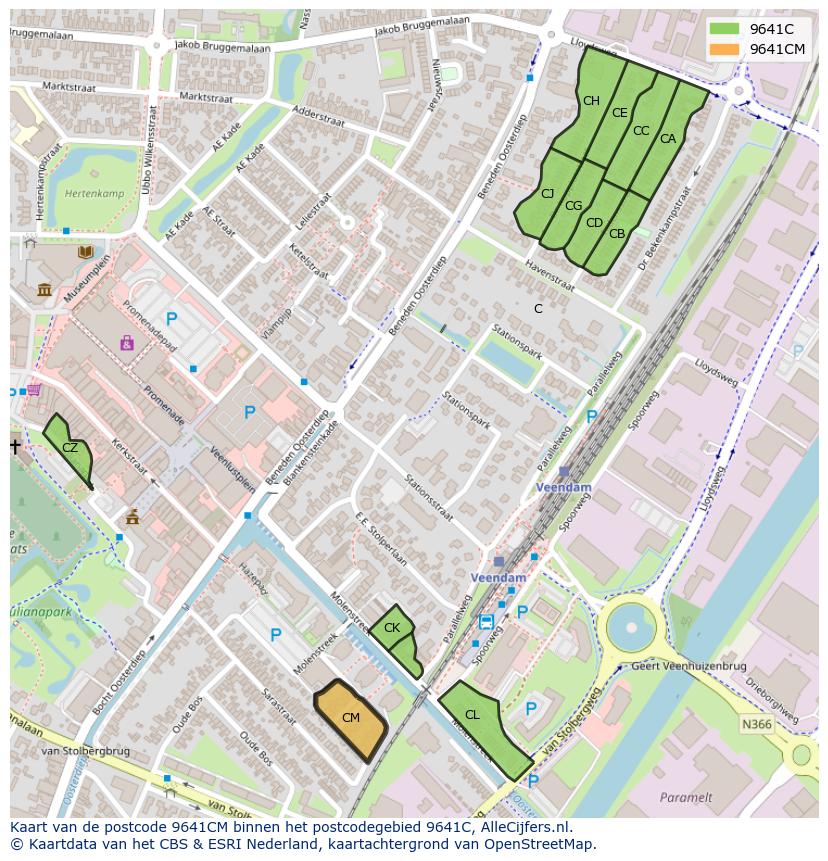 Afbeelding van het postcodegebied 9641 CM op de kaart.