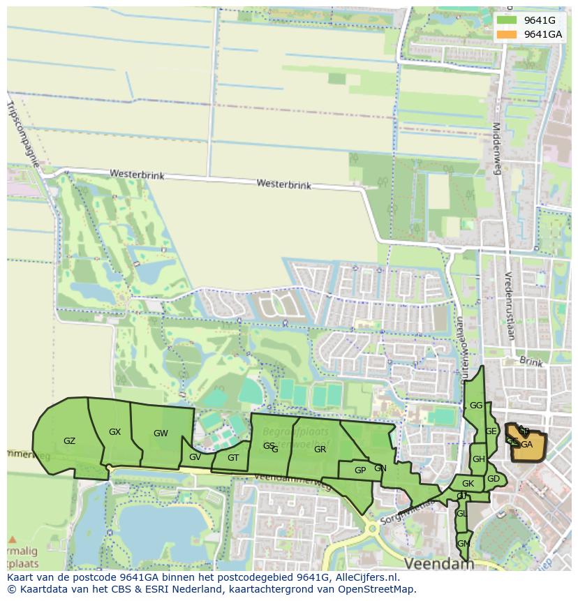 Afbeelding van het postcodegebied 9641 GA op de kaart.