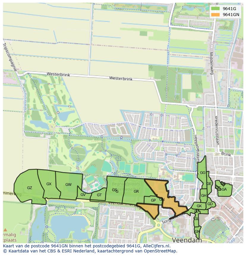 Afbeelding van het postcodegebied 9641 GN op de kaart.