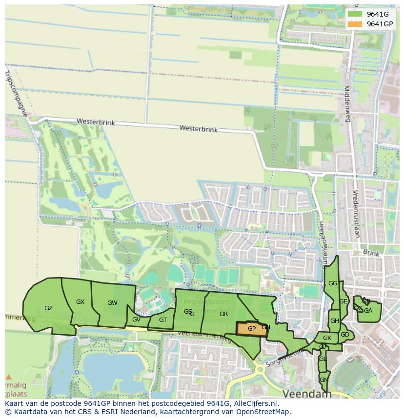 Afbeelding van het postcodegebied 9641 GP op de kaart.