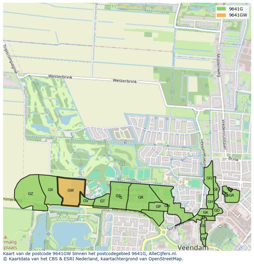 Afbeelding van het postcodegebied 9641 GW op de kaart.