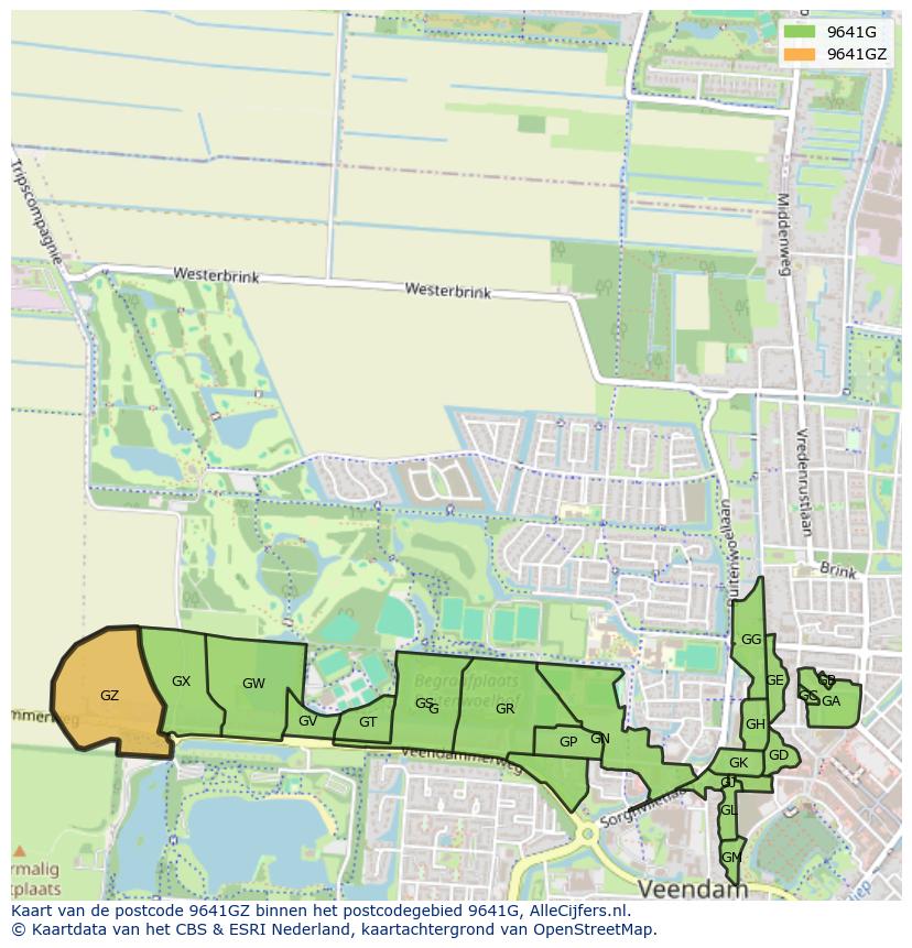 Afbeelding van het postcodegebied 9641 GZ op de kaart.