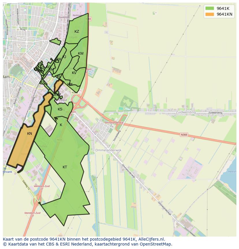 Afbeelding van het postcodegebied 9641 KN op de kaart.