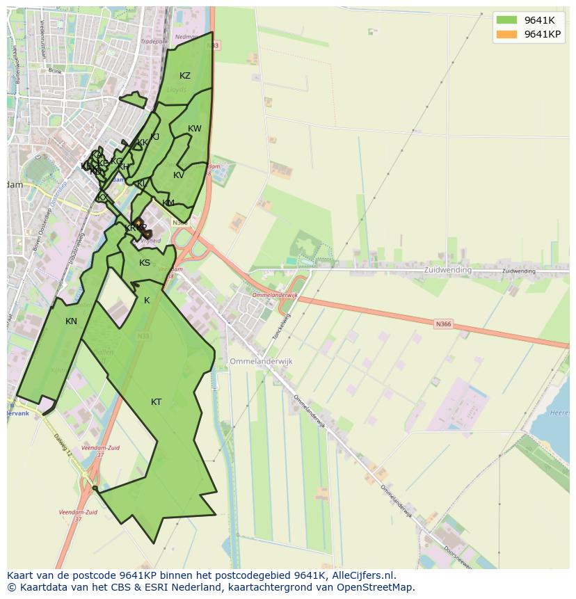 Afbeelding van het postcodegebied 9641 KP op de kaart.