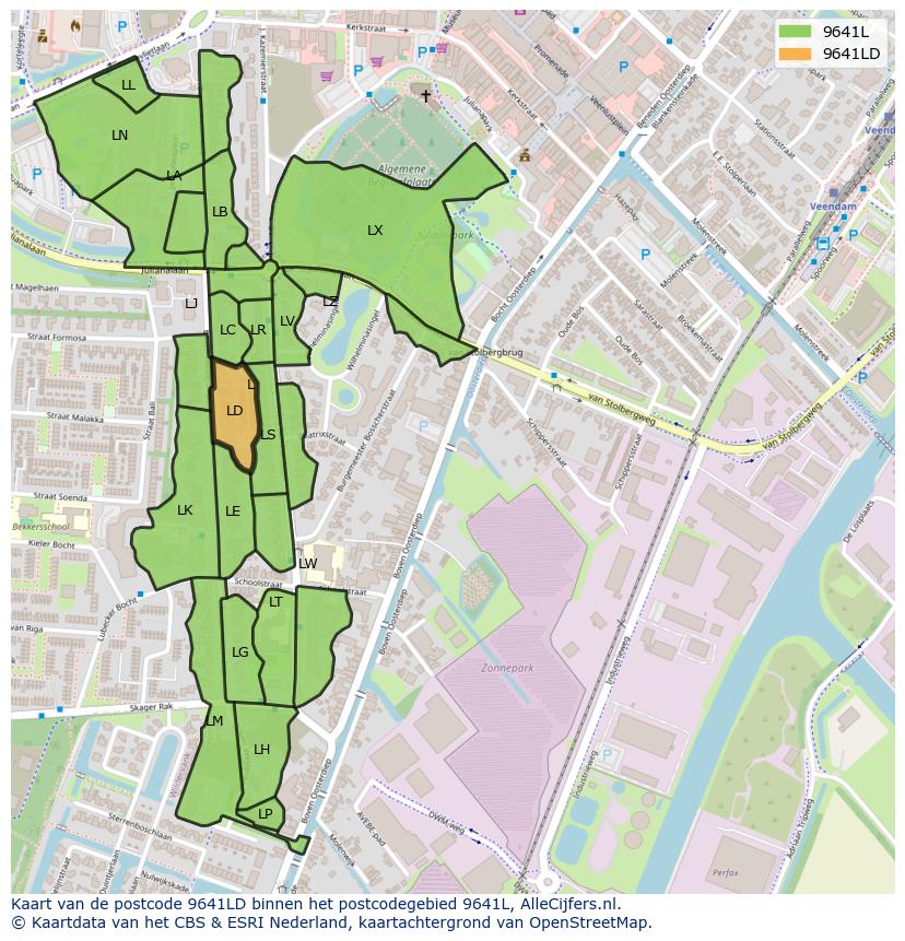 Afbeelding van het postcodegebied 9641 LD op de kaart.