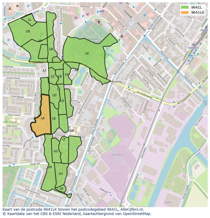 Afbeelding van het postcodegebied 9641 LK op de kaart.