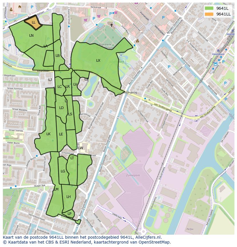 Afbeelding van het postcodegebied 9641 LL op de kaart.