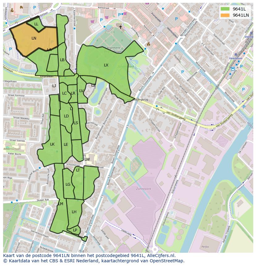 Afbeelding van het postcodegebied 9641 LN op de kaart.